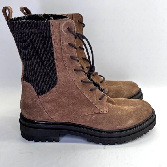 GEOX Respira Iridea Lace-Up Ankle Boots Size 39 EU US 9 Brown Suede Zip Side - Picture 4 of 15